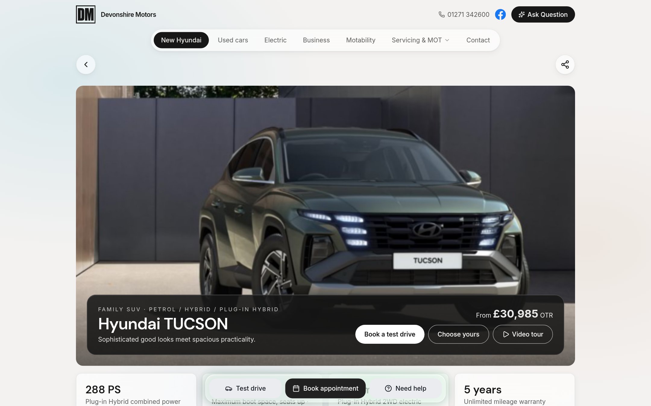 Hyundai TUCSON model page, built from the importer's pages