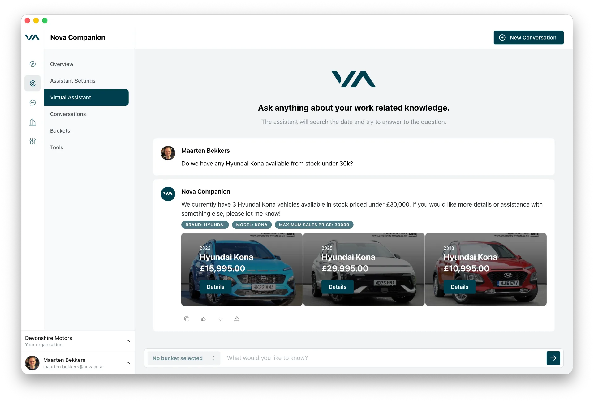 Nova Companion stock search